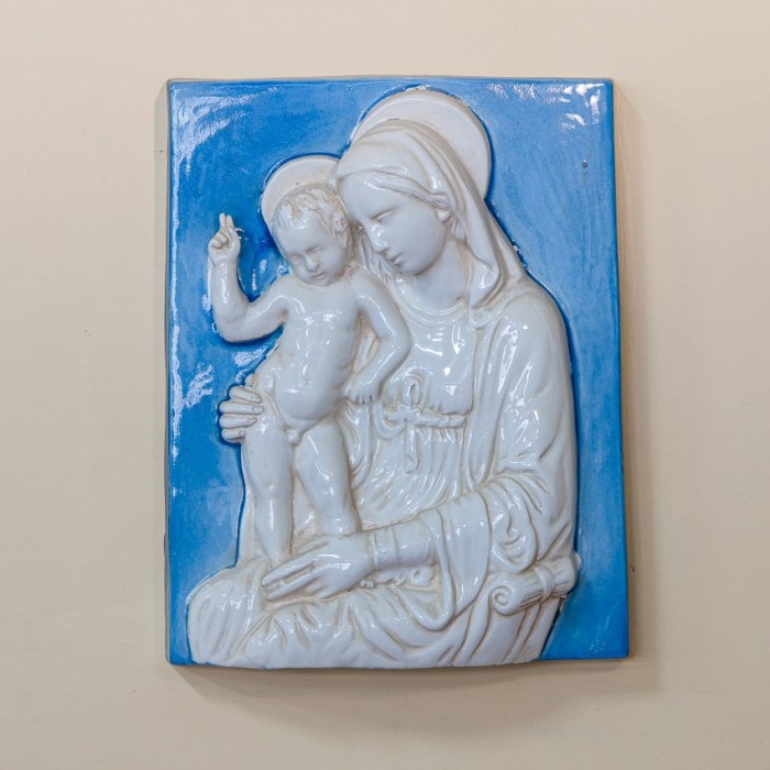 Enameled Colored Ceramic Madonna Boccadirio